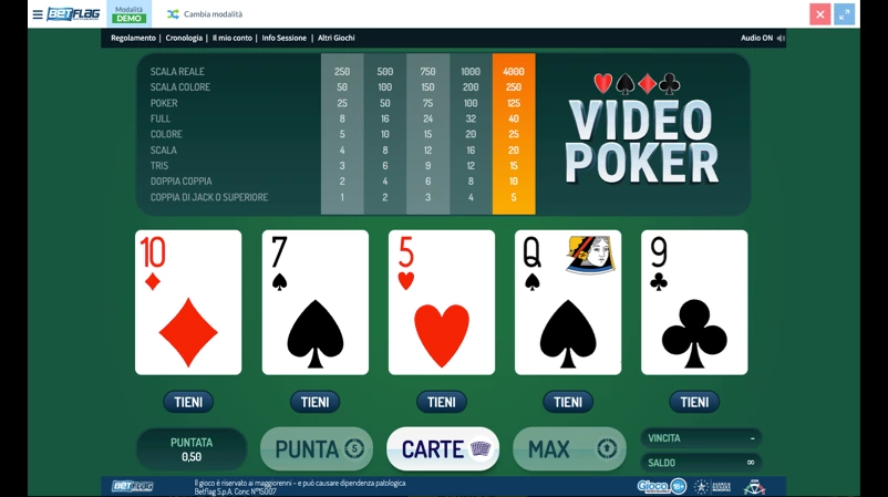 Screenshot Betflag videopoker