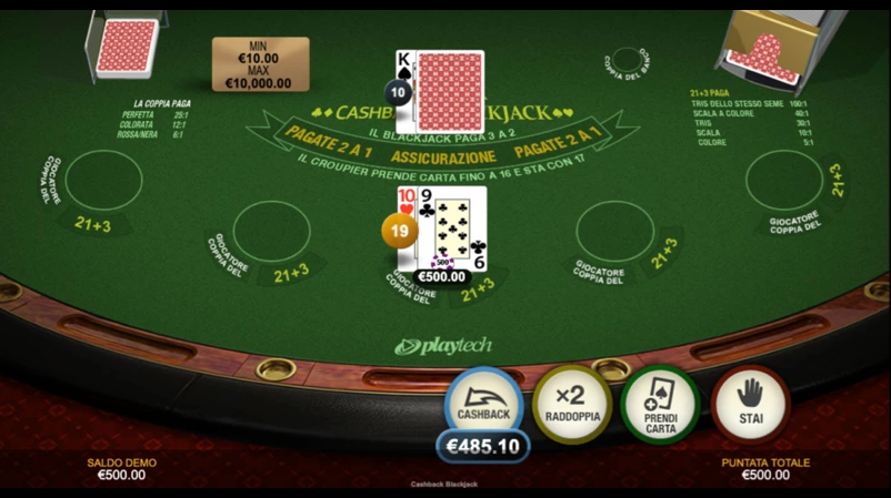 Screenshot VinciTu blackjack