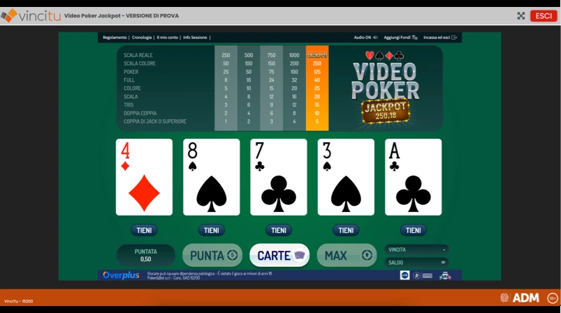 Screenshot VinciTu videopoker